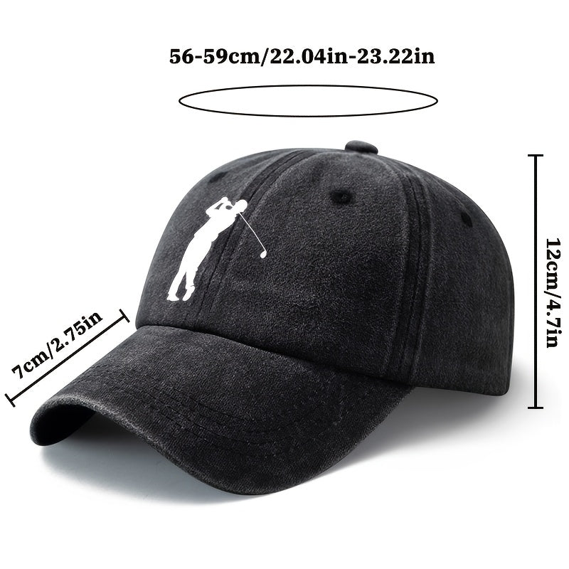 A Unisex Fashionable and Versatile Printed Golf Swing Baseball Cap, Classic Vintage Washed Outdoor Lightweight Curved-brim Hat, Trucker Baseball Cap, Suitable for Outdoor Vacations, Travel, Camping, and Other Casual Occasions, Holiday Party Hip-hop