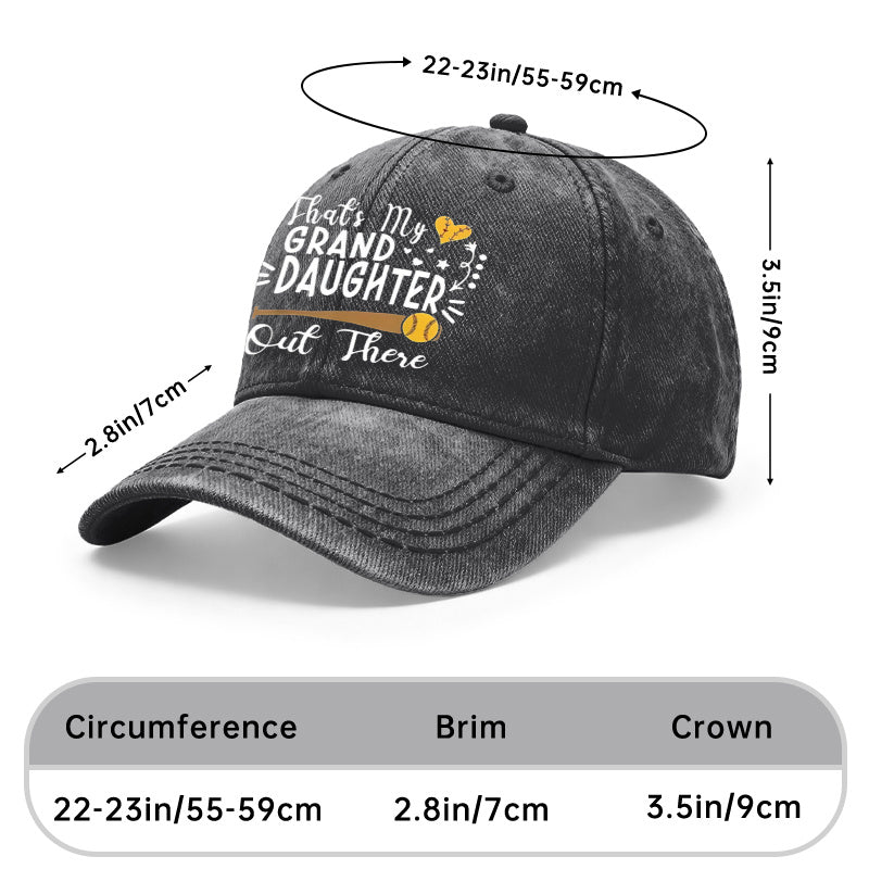 1pc Vintage Washed Unisex Baseball Caps, That' S My Granddaughter Out There, Softball Design Print, Adjustable, Suitable for Outdoor Activities And Casual Wear, Gifts for Men And Women, Friends
