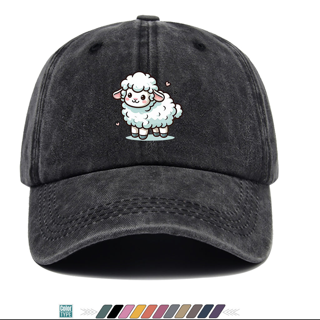 1pc Cute Cartoon Sheep Print Baseball Cap, Soft Breathable Sun Hat, Adorable Healing Style Fashion Hat, Unisex Adjustable Duckbill Cap, Casual Outing Hat, Girly Bestie Hat, Suitable for Picnics, Shopping, Strolling, Travel