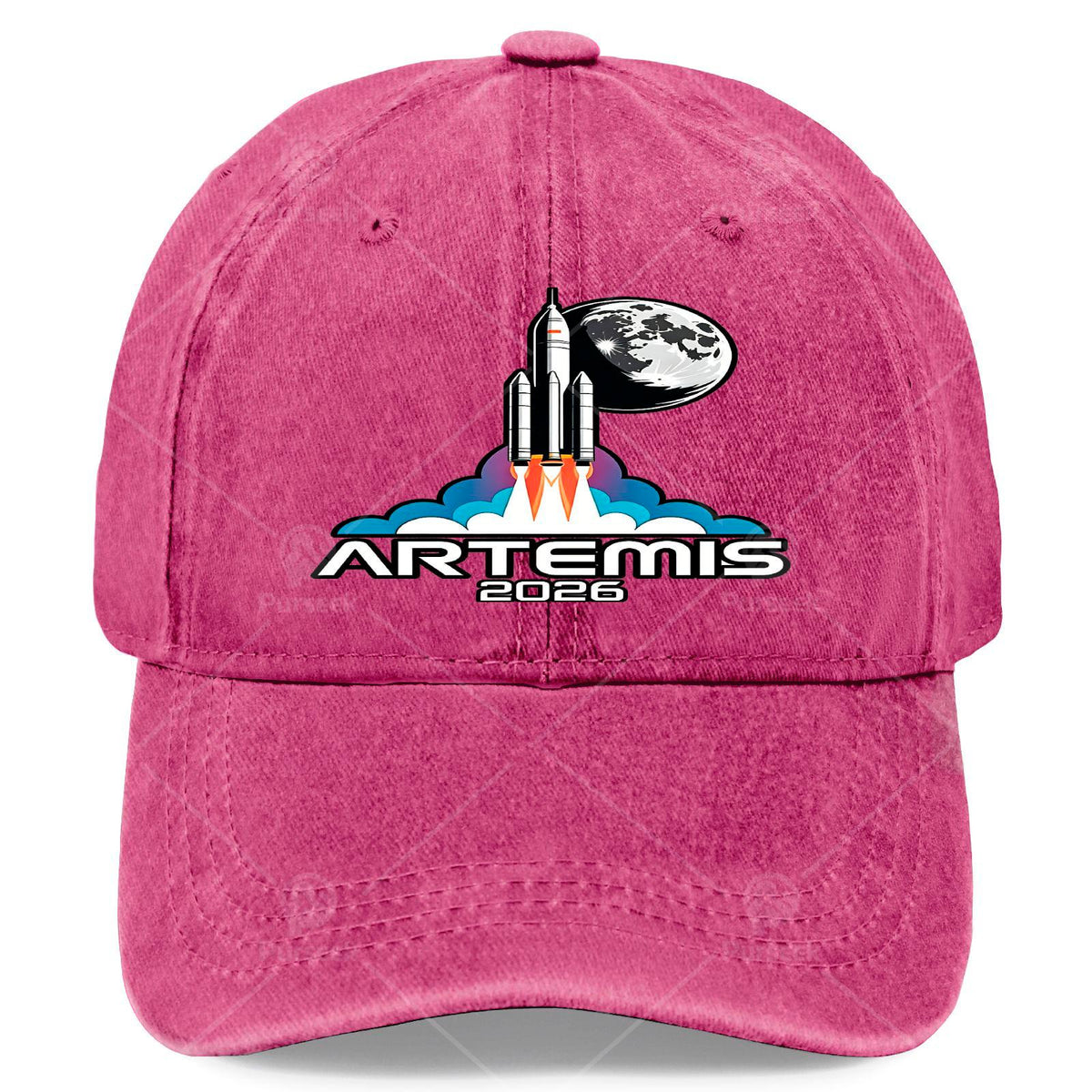 Unisex Aesthetic Baseball Cap Featuring a Washed And Distressed Design Inspired by The Artemis Moon Launch