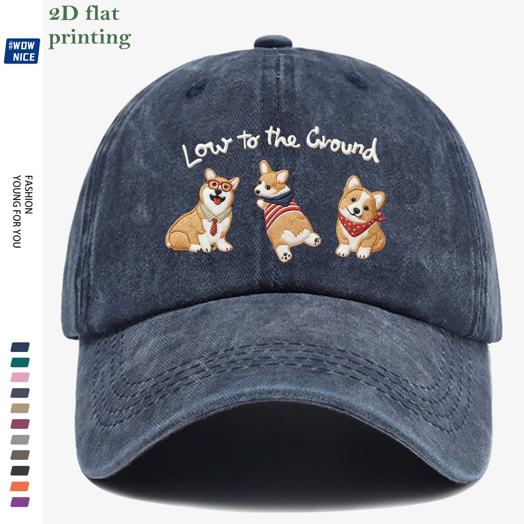1pc Corgi Printed Baseball Cap, Animal Series Cute Pet Pattern, Fashion Slimming Headwear, Casual Outing Versatile Accessory, Unisex Adjustable Hat, Suitable for Shopping, Travel, Parties, Dates, Commuting, Vacation, Outdoor Activities