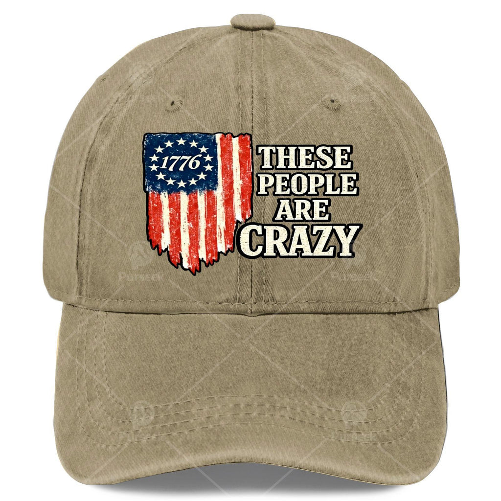 Funny "These People Are Crazy" Baseball Cap, Unisex, Cool Washed Vintage Baseball Cap