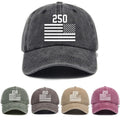 Washed Distressed Printed Baseball Cap Adult All-Match Vintage 250Th Anniversary Print Washed Distressed Soft Brim Sun Hat Unisex Trendy Baseball Cap