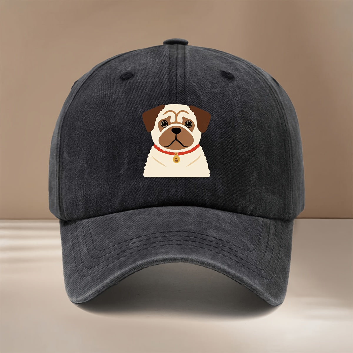This Is a Flat Pug Dog Print Baseball Cap, a Stylish and Simple Adjustable-sized Trucker Hat for Both Men and Women. It's a , Lightweight Duckbill Cap Suitable for Outdoor Sports, Gatherings, Camping, and Comfortable, Trendy Curved-brim Hat Wear.