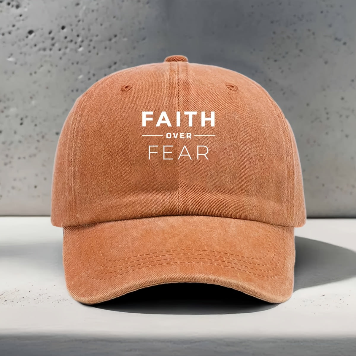 Women'S Baseball Cap with English Print FAITH OVER FEAR Inspirational Slogan, Casual Fashion Individual All-Match Street Trendy Unisex Duckbill Hat, Daily Commuting Outdoor Sports Fitness Yoga
