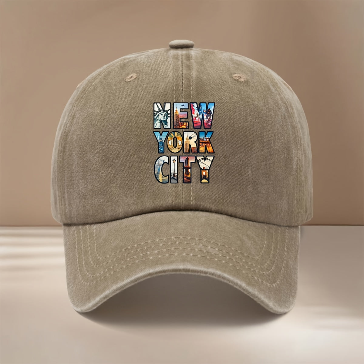 NEW YORK CITY Letter Cityscape Pattern Baseball Cap with Textured Comfort Hip-Hop Hat Unisex Curved Cap for Friends' Gatherings Camping Matching Lightweight Easy Duckbill Cap Individual Style Six-Panel Cap Casual Hat Trendy Fashion All-Season Adjust