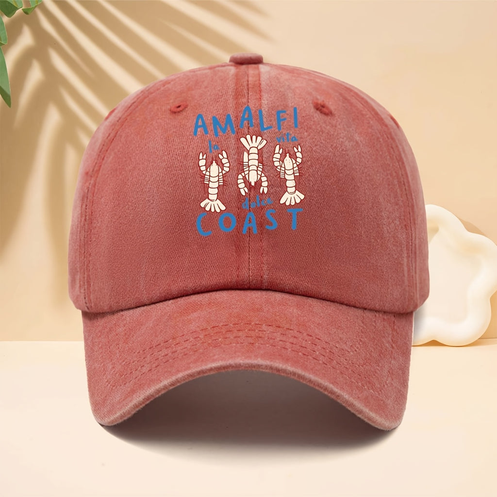 Men' & Women' Amalfi Coast Baseball Cap with La Vita Italian Design - Adjustable Duckbill Trucker Hat, Soft Top Suitable for Travel, Casual Outfits, Parties, Vacations - Unisex for All- Wear, Iconic Amalfi Coast Print