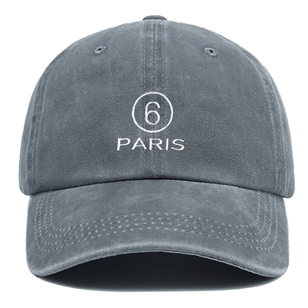 MM Style "Paris" Number ⑦ Baseball Cap Solid Color Easy Paris Embroidery Number 6 Fashion Curved Brim Hat Universal for All Seasons Men And Women Adjustable Size Comfortable And Breathable