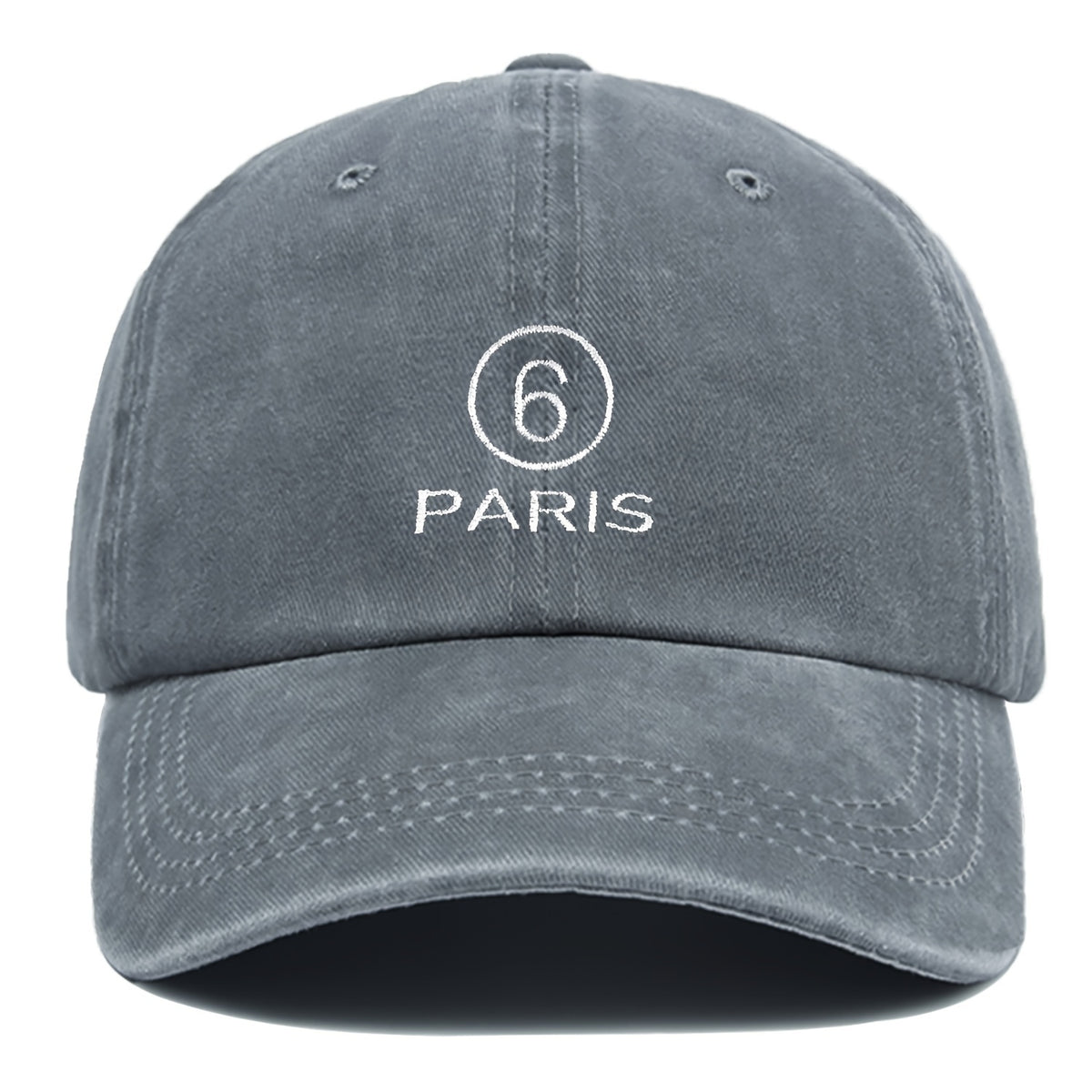 MM Style "Paris" Number ⑦ Baseball Cap Solid Color Easy Paris Embroidery Number 6 Fashion Curved Brim Hat Universal for All Seasons Men And Women Adjustable Size Comfortable And Breathable