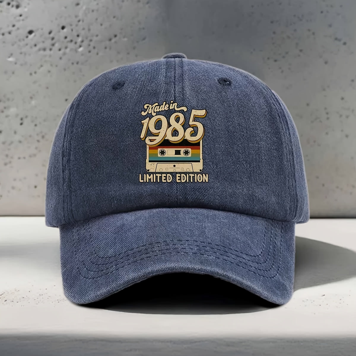 Women'S Baseball Cap English Print Made in 1985 Recording Tape Element Pattern Classic Retro Nostalgic Style Trendy Fashion Casual Easy Versatile Unisex Duckbill Hat Daily Outing Outdoor Sports Travel Vacation Camping Picnic Party Library Coffee Sho