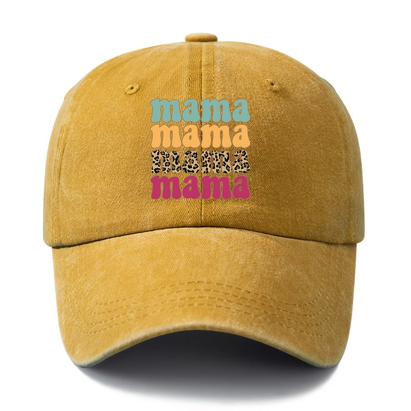 Unisex Fashion Versatile Printed Mama Cartoon Letter Baseball Cap, Classic Retro Washed Outdoor Lightweight Curved Brim Hat, Trucker Cap, Suitable for Outdoor Vacation Travel Camping And Casual Occasions, Holiday Party Hip-Hop Hat