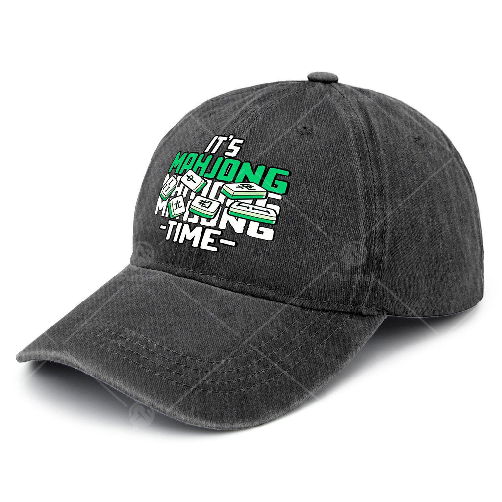 It'S Time for Mahjong, a Tile Game Player, Unisex Soft Washed Baseball