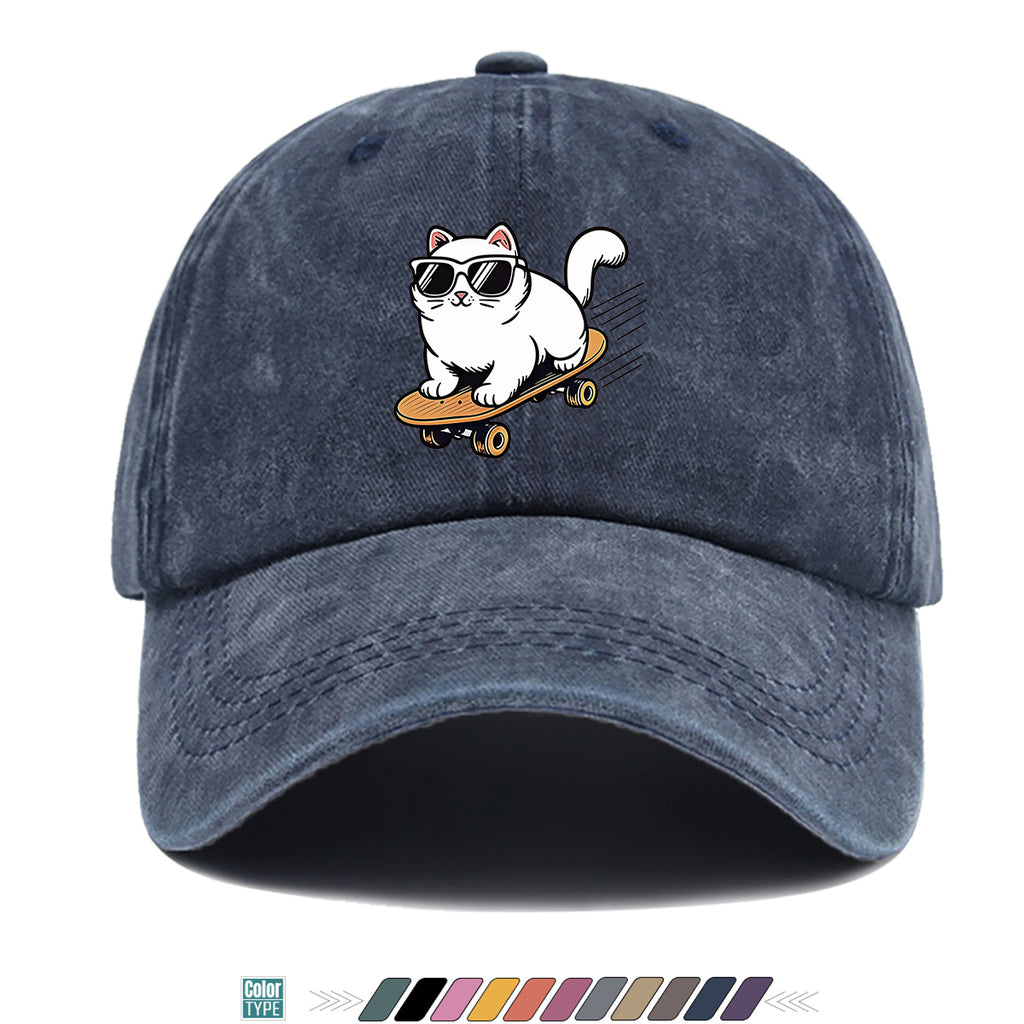 1pc 1pcs White Cat with Fashion Glasses Trucker Hat - Adjustable Unisex Cap Suitable for Skateboarding, Streetwear, Music Festivals, Summer Sun, Breathable Visor, Trendy Gift for &, Birthday Present for Skateboarders