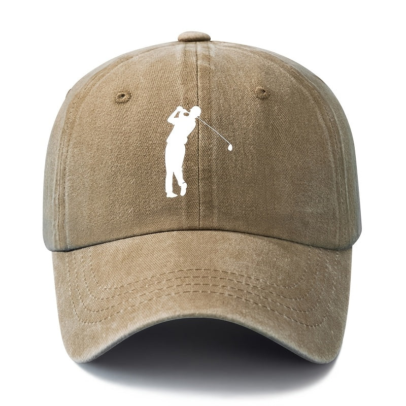 A Unisex Fashionable and Versatile Printed Golf Swing Baseball Cap, Classic Vintage Washed Outdoor Lightweight Curved-brim Hat, Trucker Baseball Cap, Suitable for Outdoor Vacations, Travel, Camping, and Other Casual Occasions, Holiday Party Hip-hop