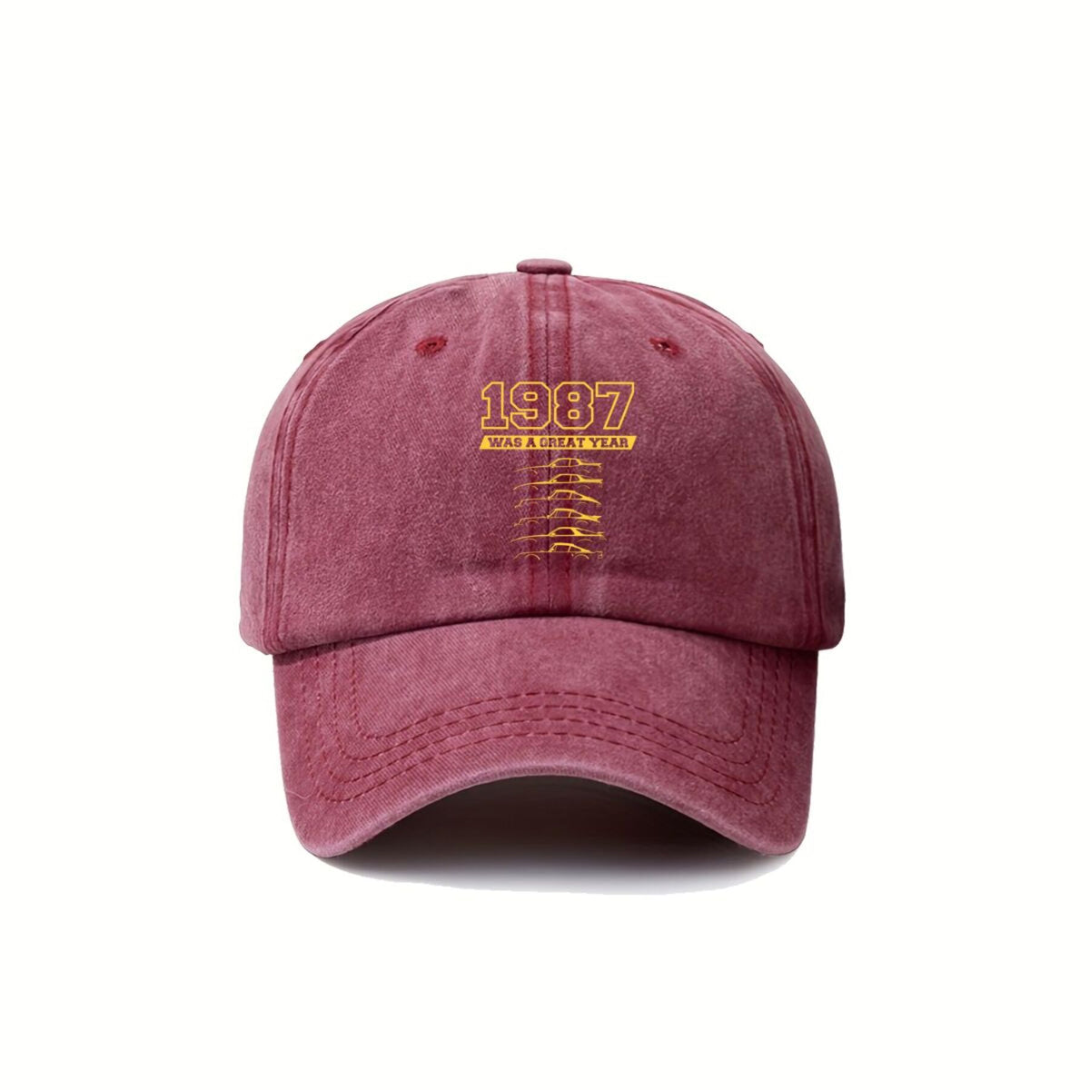 1987 Year Mark Vintage Washed Distressed Duckbill Cap, Unisex, Outdoor Baseball Cap, Adjustable, Washed Vintage Style, Lightweight And Breathable Golf Cap