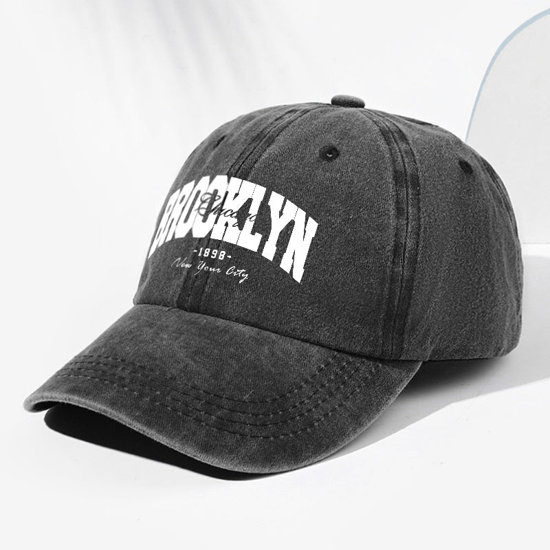 Unisex BROOKLYN1898 Letter Print Washed Vintage Baseball Cap Fashion Men Women Sun Hat Adjustable Size Trucker Cap Suitable for All Seasons Daily Wear
