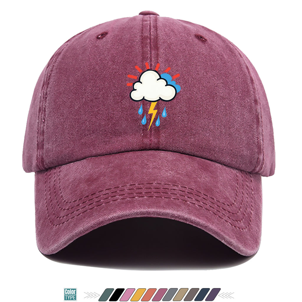 1pc 1pcs Unisex Adjustable Baseball Cap with Cloud Lightning Raindrop Print, Outdoor Sports Hat, Suitable for Daily Wear, Camping, Music Festivals, Cycling, Travel -  Gift for Men & Women, Birthday Present