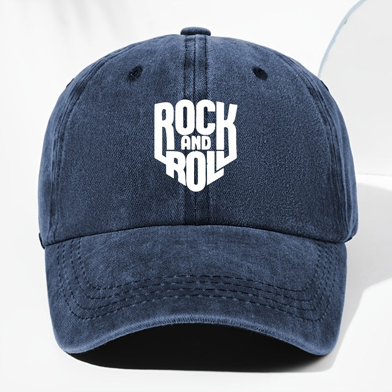 Unisex ROCK AND Printed Washed Vintage Baseball Cap Fashion Men Women Outdoor Hat Adjustable Circumference Trucker Hat Suitable for All Seasons Daily Wear