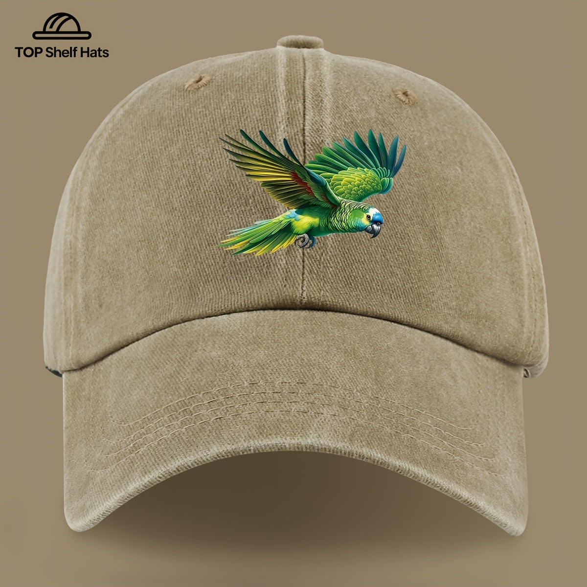1pc Fashionable Trendy Green Parrot Pattern Design Printed Baseball Cap, Lightweight Comfortable Breathable Adjustable Size, Black PAPA Truck Driver Retro Dad Hat, Mom Beach Vacation Sun Hat, Youth Couple Outdoor Skate Cap