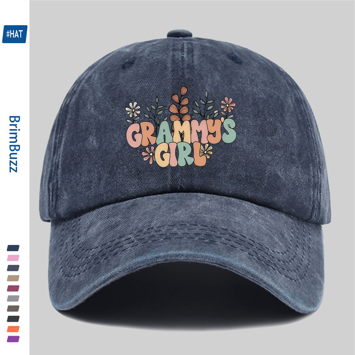 A Floral Letter GRAMMYS Printed Baseball Cap, Designed for Home and Leisure Decoration, a Sun Hat That Is Comfortable and Lightweight, Available in Multiple Colors, with Adjustable Buckle, Suitable as a Commuter Dad Hat, Vintage Accessory, Exquisite