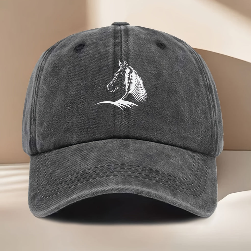 White Horse Line Drawing Print Baseball Cap, Fashionable, Easy, Lightweight, Durable, Unisex, Suitable for All Seasons, Hip-Hop Cap, Suitable for Vacation Travel, Playing And Checking In, Daily Outings, Outdoor Sports And Other Occasions