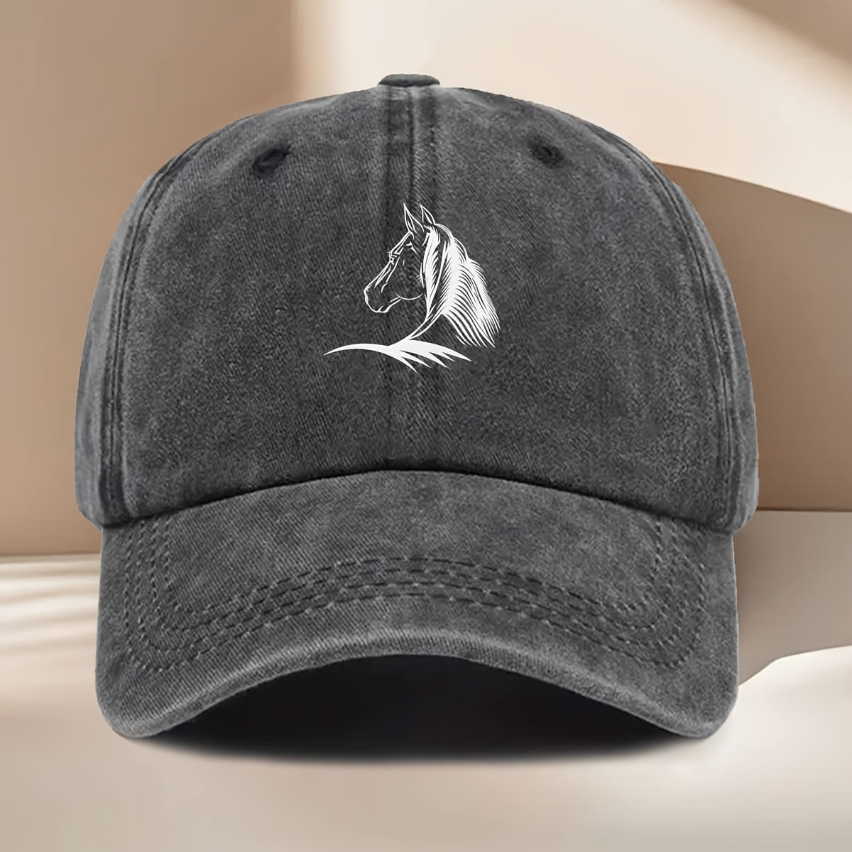White Horse Line Drawing Print Baseball Cap, Fashionable, Easy, Lightweight, Durable, Unisex, Suitable for All Seasons, Hip-Hop Cap, Suitable for Vacation Travel, Playing And Checking In, Daily Outings, Outdoor Sports And Other Occasions