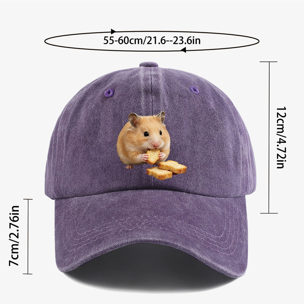 1pc Light Brown Hamster Holding Bread Slice Cute Printed Baseball Cap, Soft And Skin-Friendly Baseball Cap, Lively And Adorable Eye-Catching Men'S Women'S Baseball Cap, Adjustable Size, Casual Daily Hat, Commuting And Shopping Hat