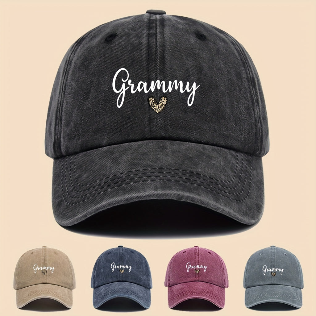 1pc Fashionable "Love And Grammy" Fun Print Baseball Cap, Minimalist Pattern Design, Black Papa Trucker Hat, Breathable And Comfortable, Solid Color Easy, Vintage Soft Top Curved Brim Dad Hat, Adjustable Size, Unisex, Youth Couple Skateboard Hat, C