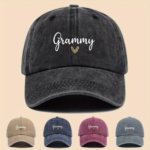 1pc Fashionable "Love And Grammy" Fun Print Baseball Cap, Minimalist Pattern Design, Black Papa Trucker Hat, Breathable And Comfortable, Solid Color Easy, Vintage Soft Top Curved Brim Dad Hat, Adjustable Size, Unisex, Youth Couple Skateboard Hat, C