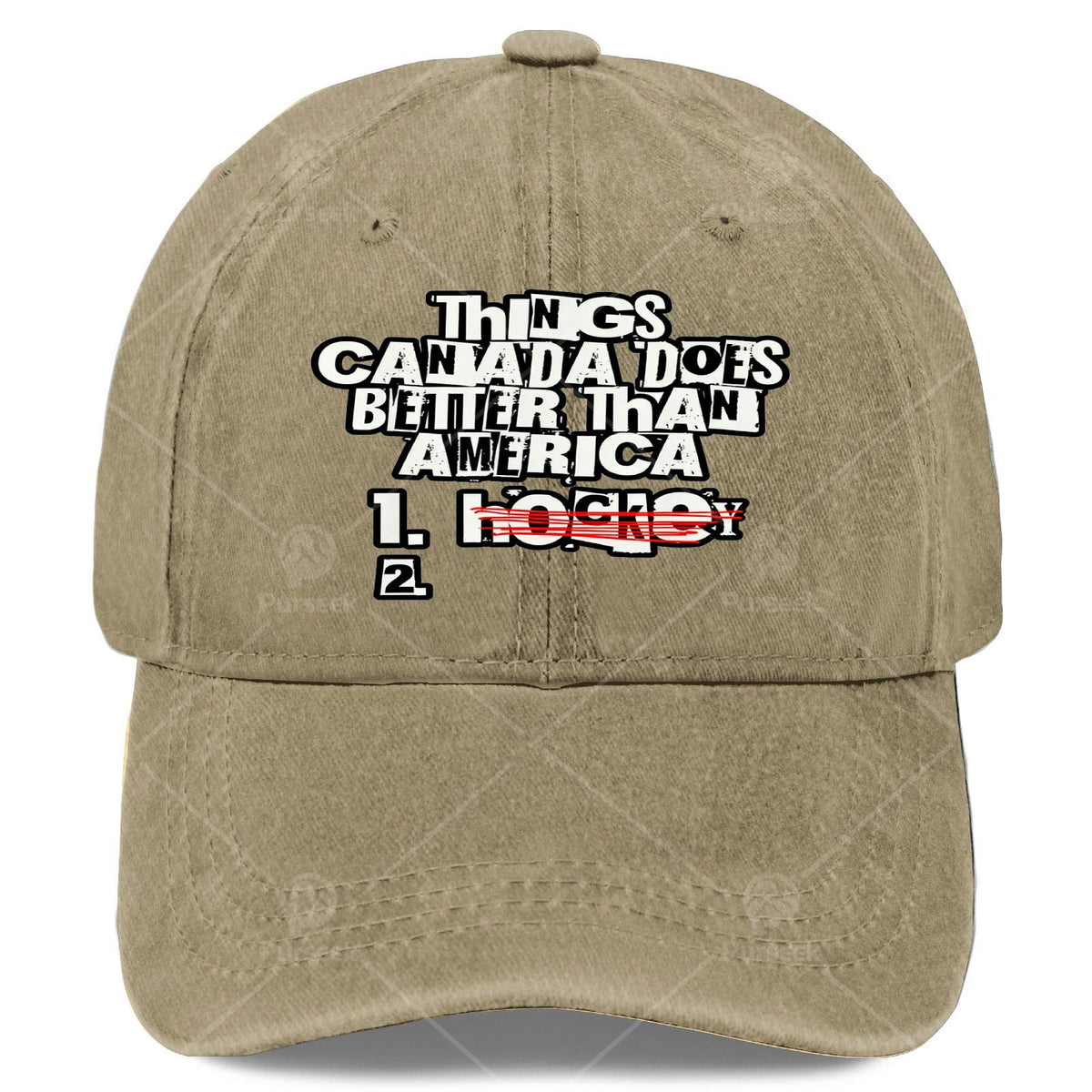 Things Canada Does Better Than America Funny Rivalry Baseball - Retro Full-Body Print Suitable for Christmas, Games, 4th of, Unisex Hat with Canadian for Events & Casual Wear