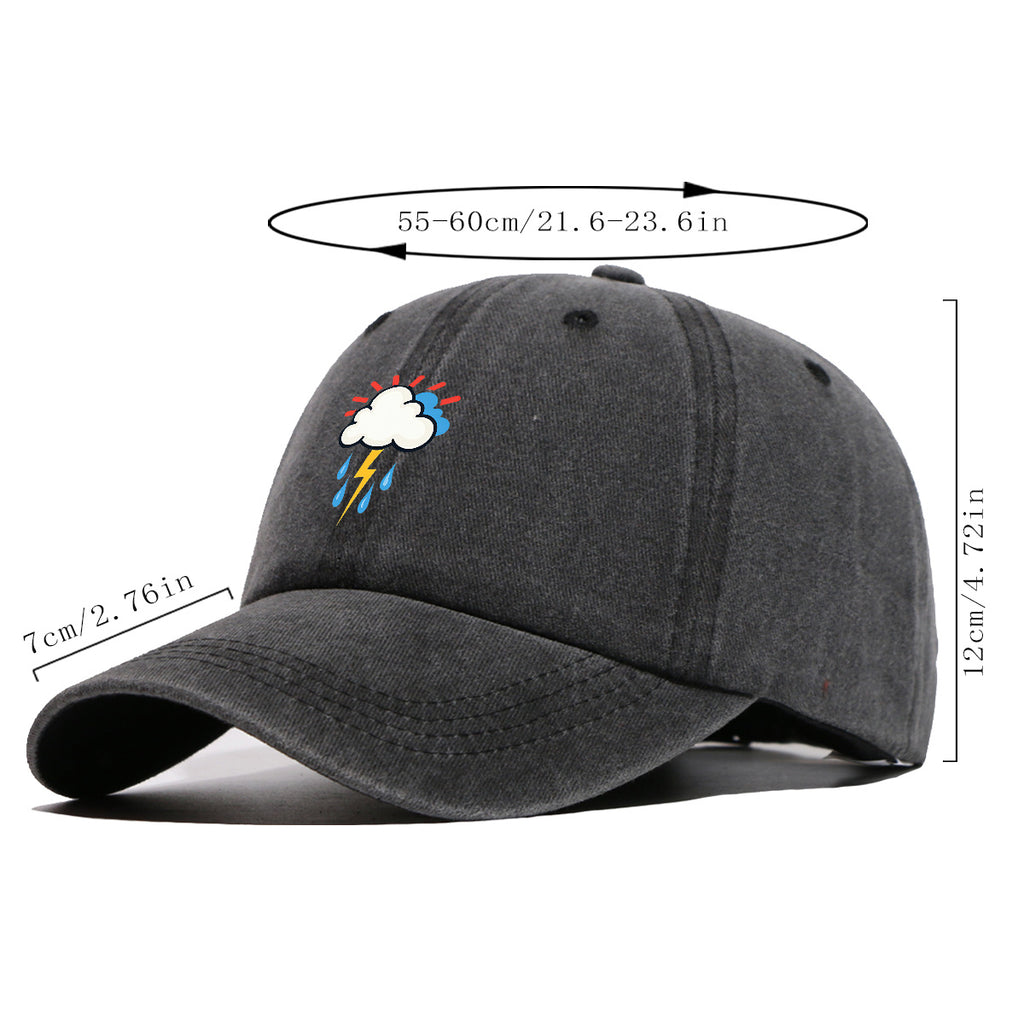 1pc 1pcs Unisex Adjustable Baseball Cap with Cloud Lightning Raindrop Print, Outdoor Sports Hat, Suitable for Daily Wear, Camping, Music Festivals, Cycling, Travel -  Gift for Men & Women, Birthday Present
