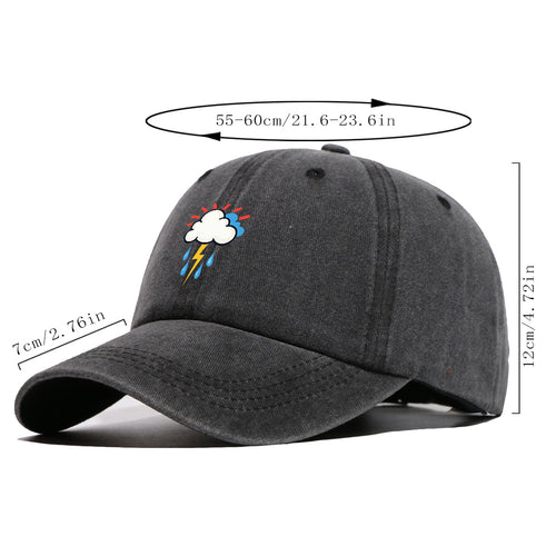 1pc 1pcs Unisex Adjustable Baseball Cap with Cloud Lightning Raindrop Print, Outdoor Sports Hat, Suitable for Daily Wear, Camping, Music Festivals, Cycling, Travel -  Gift for Men & Women, Birthday Present