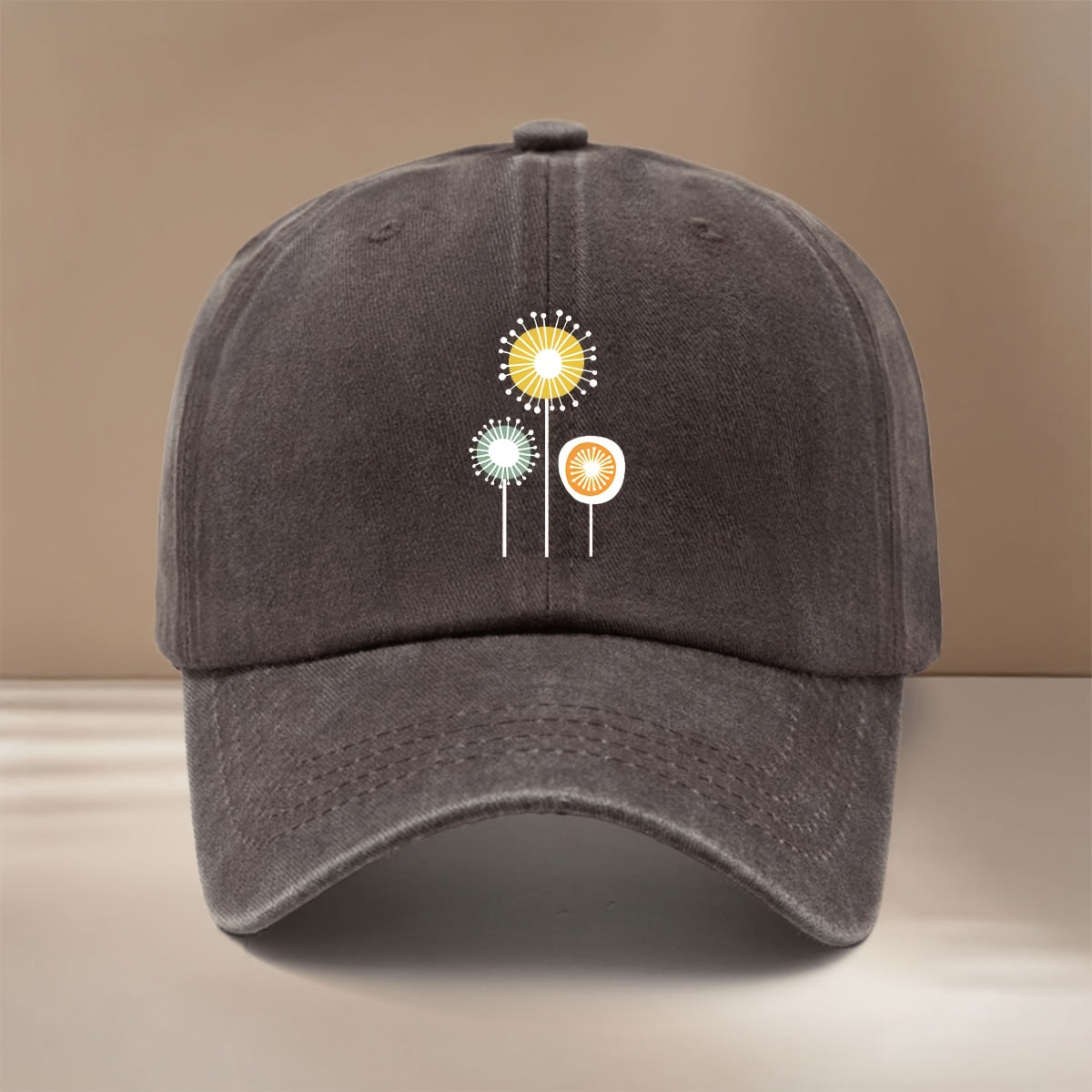 This Is a Dandelion-printed Baseball Cap, a Lightweight and  Casual Hat Suitable for Sports Events and Cheering. It Features a Hip-hop Style with a Relaxed Fit, and Is Available in a Unisex Design. This Six-panel Cap Is Adjustable in Size
