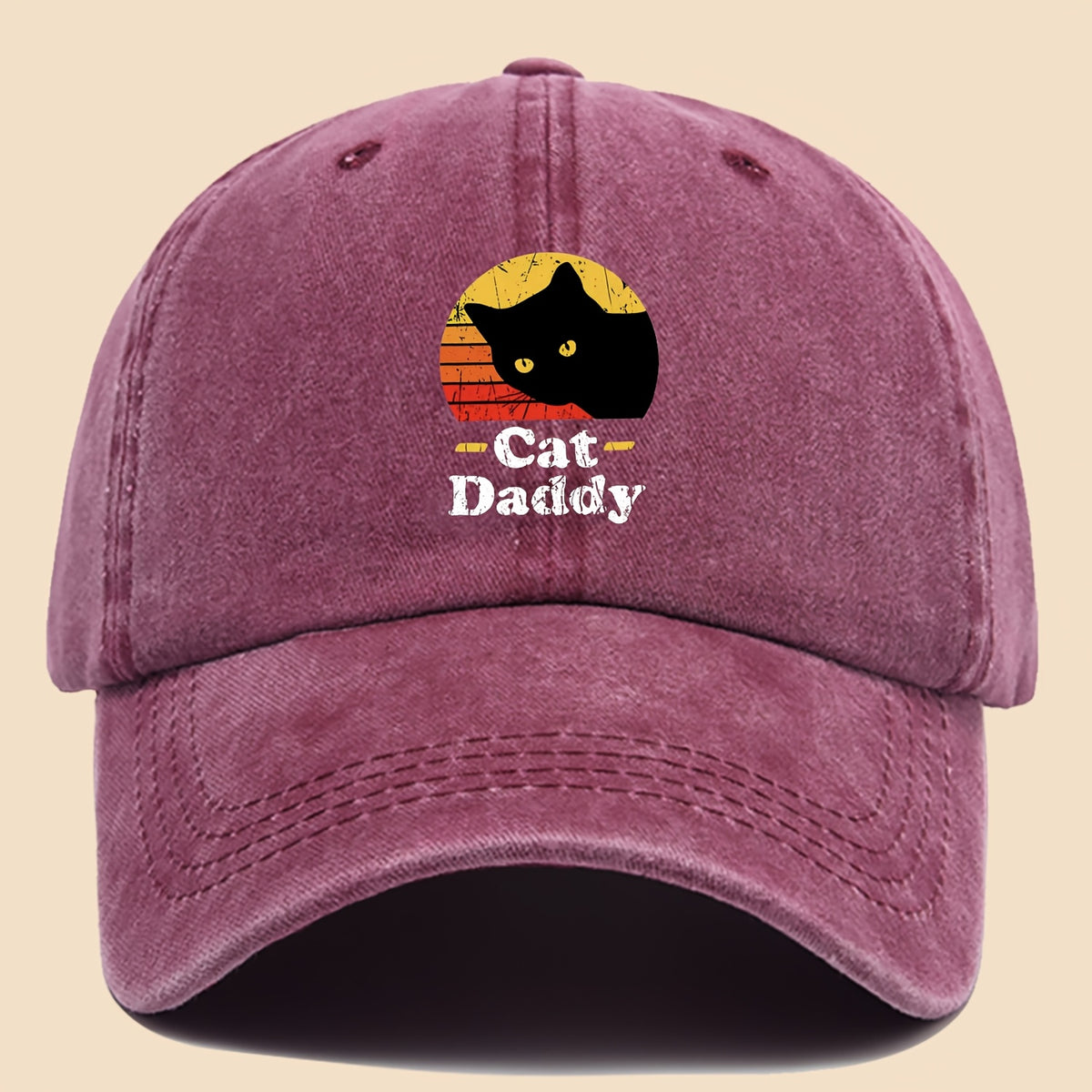 Charming "Cat- for daddy" Printed Baseball Cap, PAPA Retro Curved Brim for dad Hat, Suitable for Both Men And Women in All Seasons, Adjustable Size, Suitable for Most People, Trucker Sun Hat, Ideal Gift for Dad Or Grandpa, Suitable for Leisure