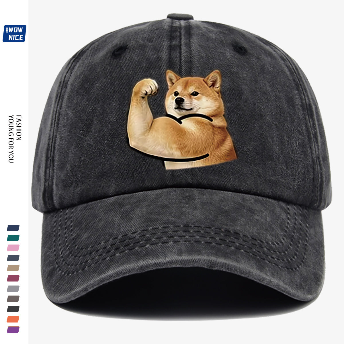 1pc Shiba Inu Muscle Arm Fun Print Baseball Cap Unisex Same Style Slimming Fashion Adjustable Size Street Trend Hat Daily Casual Hat Outdoor Hiking Hat Travel Outing Hat Party Styling Hat Versatile Duckbill Hat Festival Birthday Gift Ideal Choice Fo