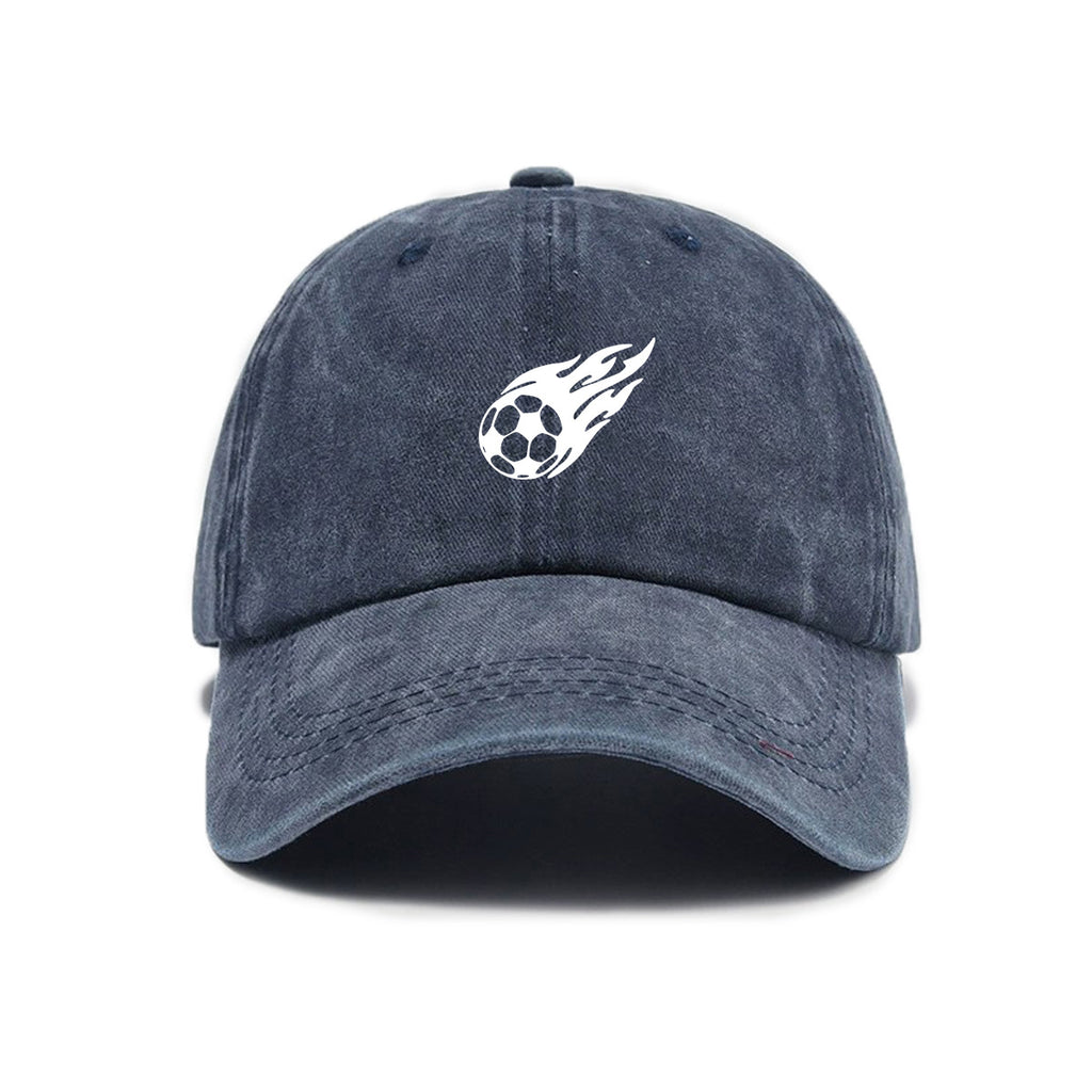 1 Washed Distressed Printed Baseball Cap for Adults, Fashionable Vintage Soccer Print Washed Distressed Soft Top Sun Baseball Cap, Unisex Versatile Baseball Cap