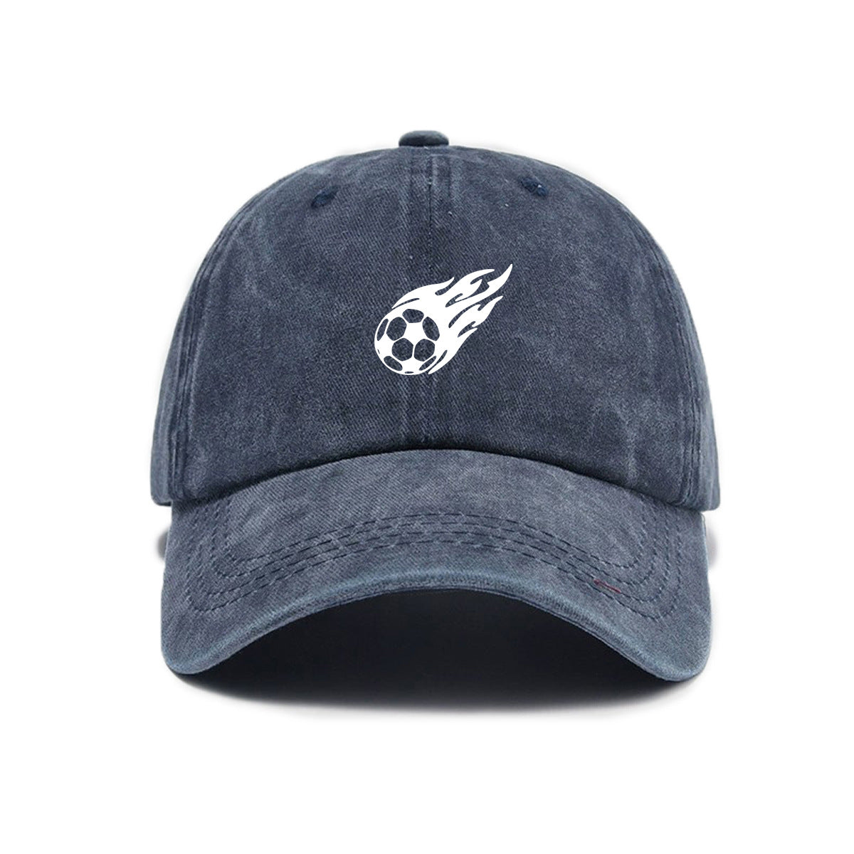 1 Washed Distressed Printed Baseball Cap for Adults, Fashionable Vintage Soccer Print Washed Distressed Soft Top Sun Baseball Cap, Unisex Versatile Baseball Cap