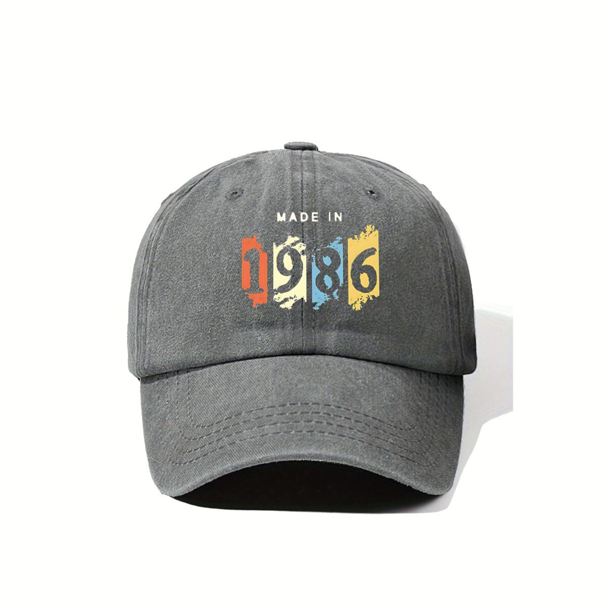1986 Colorful Text Vintage Washed Distressed Duckbill Cap Unisex Outdoor Baseball Cap Adjustable Washed Vintage Style Lightweight Breathable Golf Cap