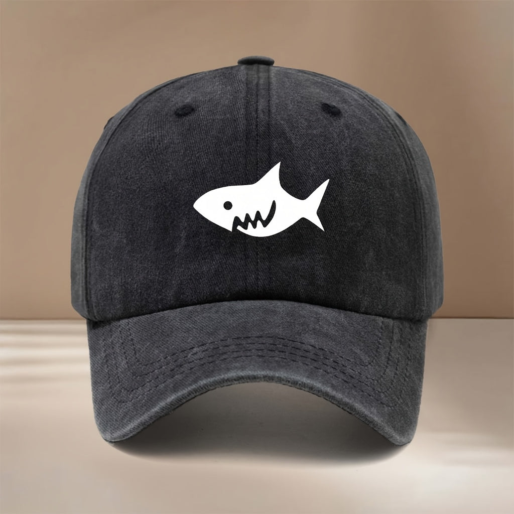 This Is a Stylish And Lightweight Baseball Cap Featuring a Cartoon Shark Design. It Is Adjustable in Size And Suitable for Both Men And Women, Making It a Trendy Choice for Outdoor Sports, Gatherings