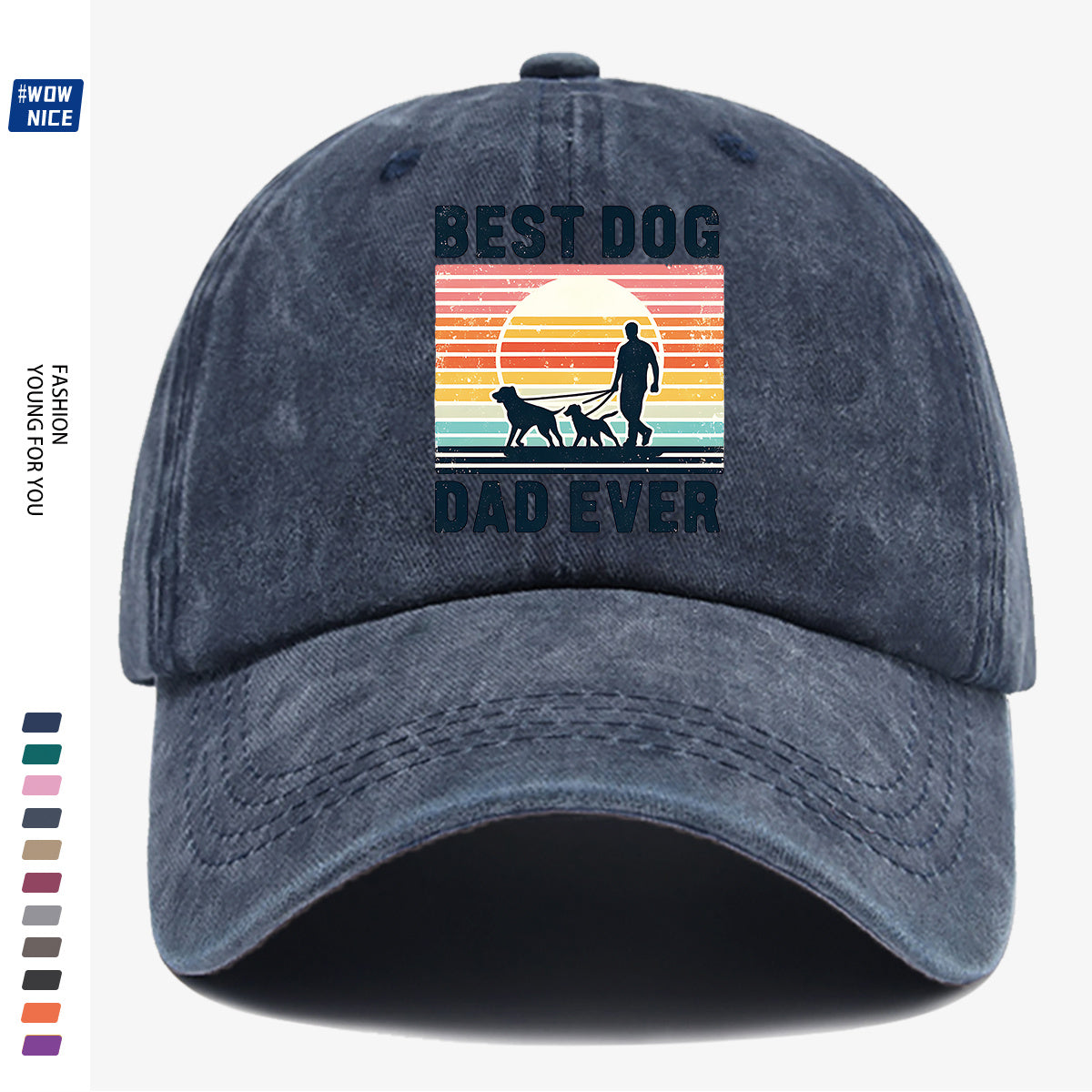 1pc "Best Dog Dad Ever" Vintage Trucker Hat - Adjustable Unisex Baseball Cap Suitable for Outdoor, Dog Walking, Picnics & Sports, Breathable Dad Hat Gift for Fathers Day, Birthdays, for Dog Lovers with Sunset Print (for Men & Women)