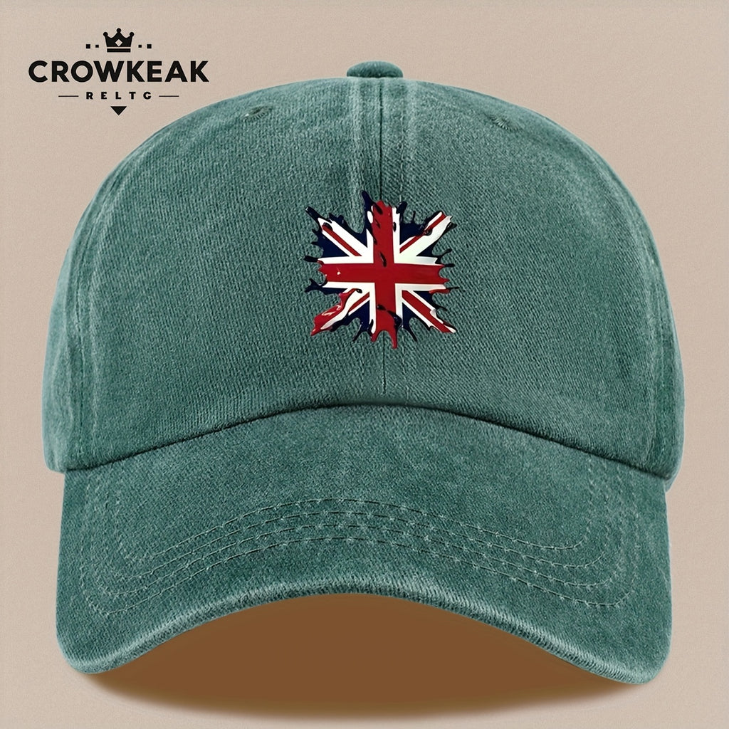 A Lightweight And Breathable Baseball Cap Featuring a "Union Jack" Pattern, Suitable for Both Men And Women. This Vintage-Style Dad Hat Is Adjustable And Perfect for Outdoor Activities Like Truck Driving, Graduation, Beach Outings, Sports, Hiking