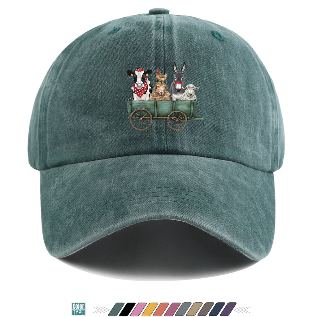 1pc Farm Animal Fun Cartoon Print Baseball Cap, Comfortable Breathable Sun Hat, Fashionable Cute Aesthetic Unisex Cap, Adjustable Size, Travel Hat, Pastoral Style Casual Hat, Suitable for Outdoor Picking, Farm Tour, Picnic, Dog Walking
