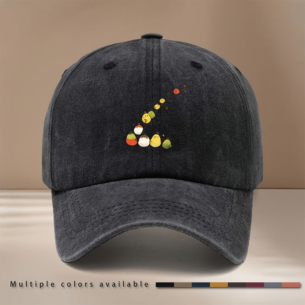 This Is a Baseball Cap with a Pattern of Chubby Little Birds, Personalized, Fashionable, Adjustable in Size, Hip-Hop Hat, Unisex, Comfortable And Lightweight Duckbill Cap, Suitable for Outdoor Sports, Dinners, Camping