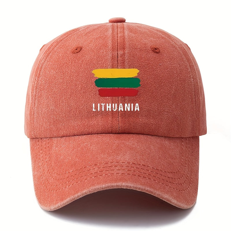MAKEFGE Baseball Cap - Lightweight Vintage Washed Truck Driver Hat with LIYHUANIA Letters, Unisex Outdoor Camping, Travel Hat in Black/, for Men & Women (Multi-Color Options), Casual Headwear, Curved Brim Design, Rugged Texture