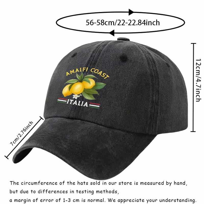 Stylish  Cap Featuring National Flag Stripes Accented with Lemon Leaf Motifs-A Must-Have for Beach Vacations.