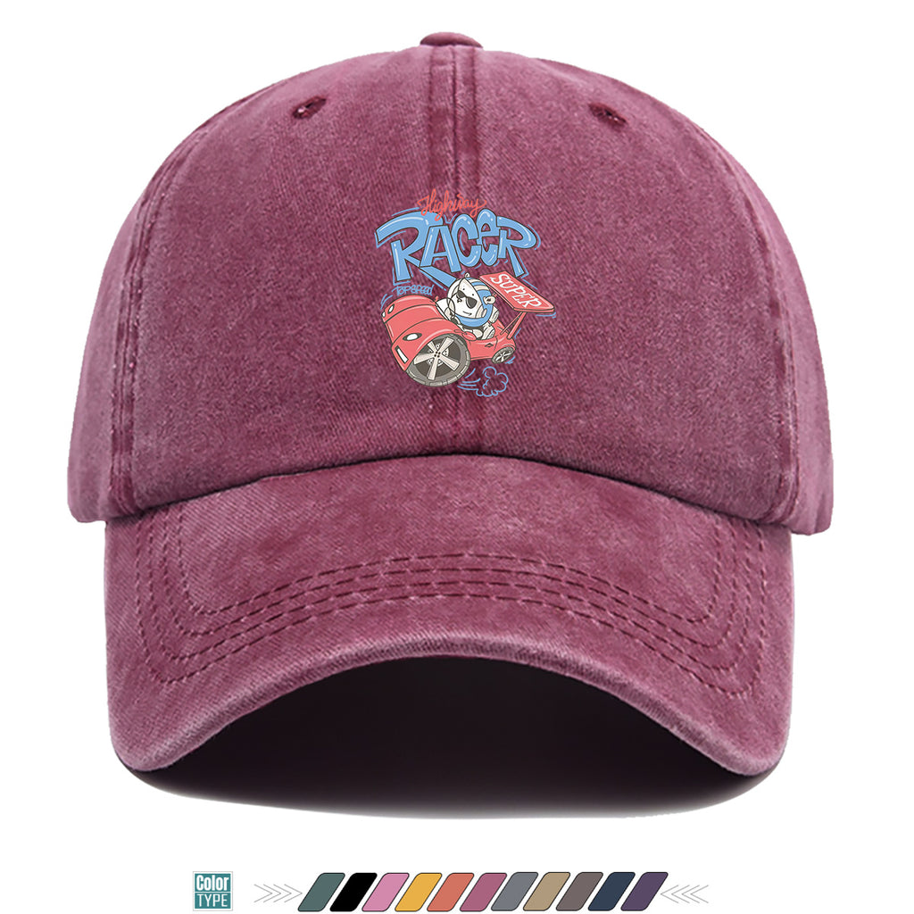 1pc "Highway Racer" Fun Cartoon Print Baseball Cap Panda Racer Pattern Sun Hat Fashion Trendy Duck Tongue Hat Unisex Adjustable Street Casual Hat Outdoor Sports Sun Hat Suitable for Daily Travel, Parties, Cycling