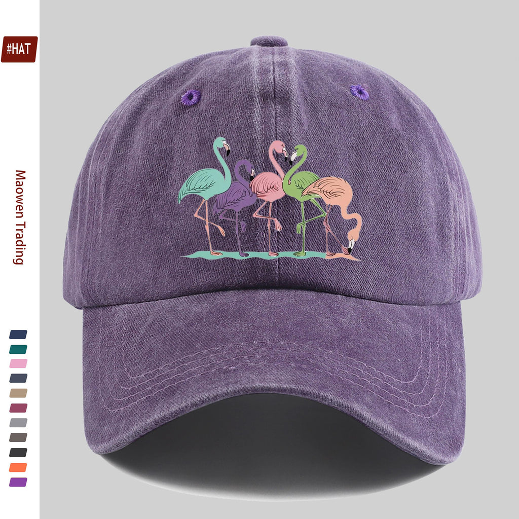 1 Colorful Flamingo Print Baseball Cap, a Travel and Leisure Style Sun Hat, Comfortable and Lightweight, Available in Multiple Colors, a Pet Hat with an Adjustable Drawstring, an American Street-style Skateboard Cap, Vintage Accessory, an Exquisite