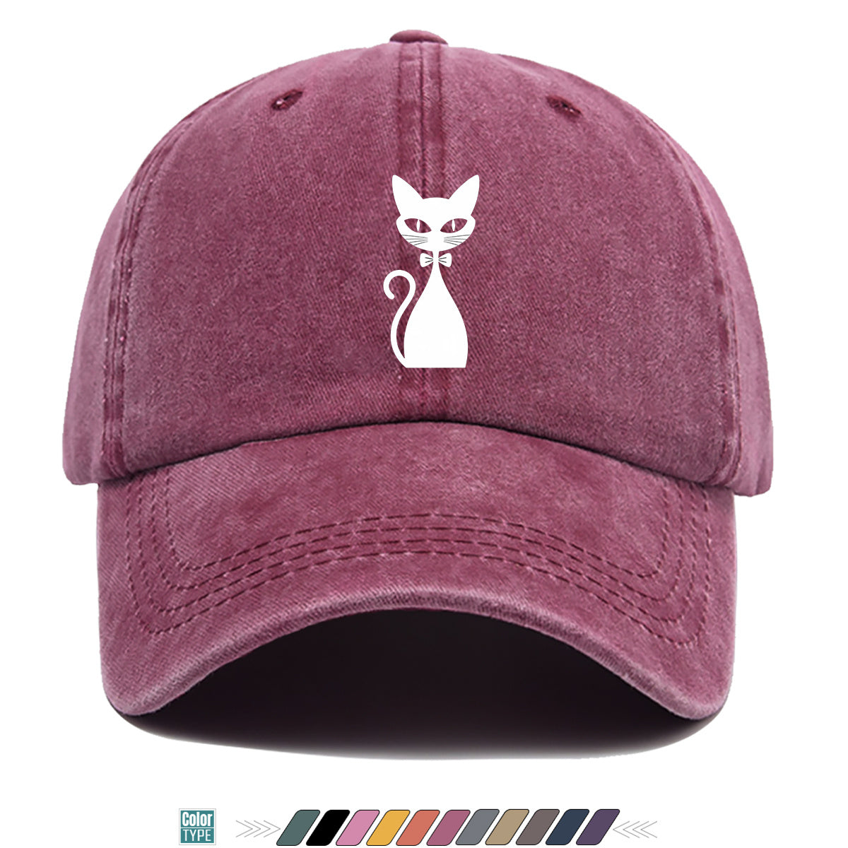 1pc Elegant White Cat Silhouette Printed Baseball Cap, Comfortable Breathable Sun Hat, Fashionable Easy Design, Unisex Adjustable Casual Versatile Duckbill Cap, Suitable for Daily Outings, Cafe Gatherings, Weekend Excursions, Girlfriends' Dates
