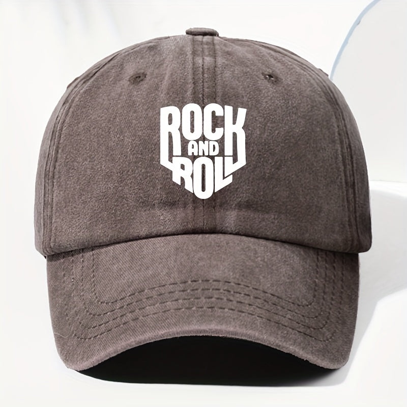 Unisex ROCK AND Printed Washed Vintage Baseball Cap Fashion Men Women Outdoor Hat Adjustable Circumference Trucker Hat Suitable for All Seasons Daily Wear