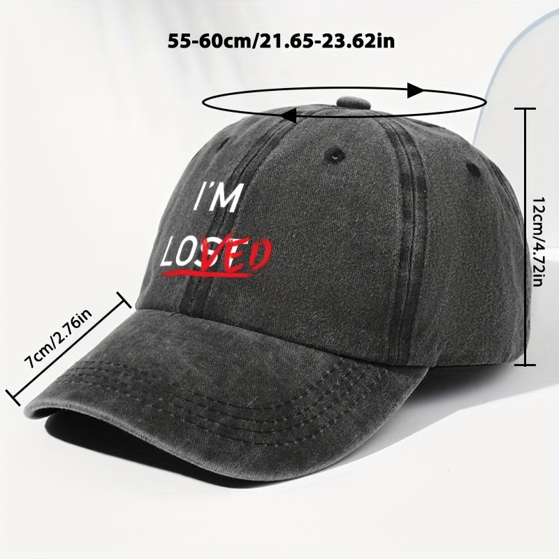 Unisex IM LOVED Letter Print Washed Vintage Baseball Cap Fashion Men Women Sun Hat Adjustable Size Trucker Cap Suitable for All Seasons Daily Wear